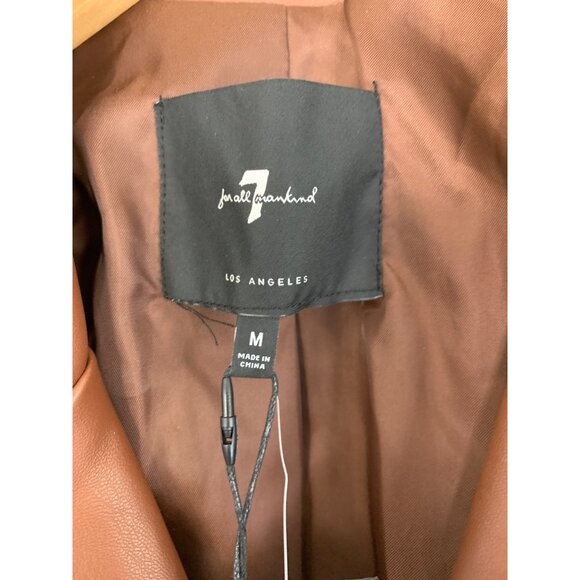 NWT Faux Leather Double-Breast Blazer Coat M Seven for all Mankind Brown 8686 - Picture 3 of 9